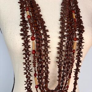 Vintage Hawaiian Brown Seed Lei Necklaces Set of 4 Bohemian Layering Necklaces
